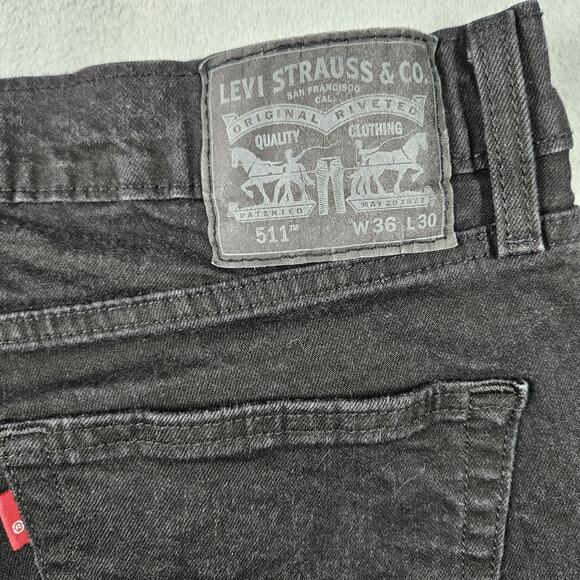 Levi's 511 Jeans Black Mens 36x30 Slim Straight Leg Denim Skater Measure 34x27.5 - Picture 9 of 13